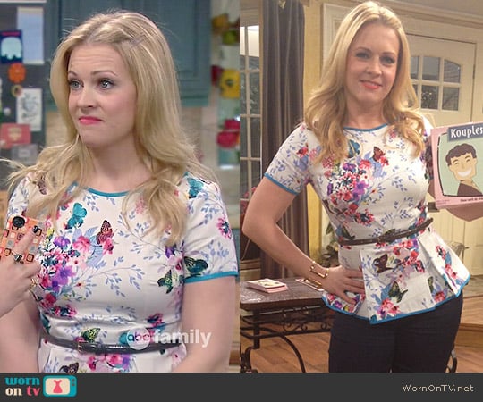 Heather Pain Floral Peplum Top worn by  Melanie Burke (Melissa Joan Hart) on Melissa and Joey