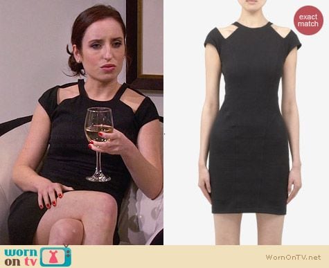 Helmut Lang Black Shoulder Cutout Dress worn by Zoe Lister Jones on FWBL