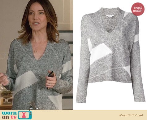 Helmut Lang Geometric Panel Sweater worn by Christa Miller on Cougar Town