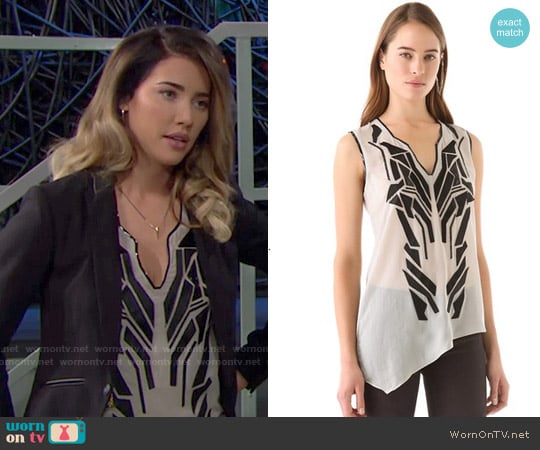 Helmut Lang Lyra Applique Top worn by Steffy Forrester (Jacqueline MacInnes Wood) on The Bold and the Beautiful