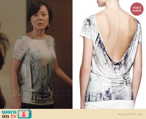 Helmut Lang Tidal Printed Cowl Back Top worn by Yunjin Kim on Mistresses