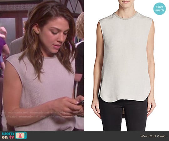 Helmut Lang Tissue Silk Leather Trim Tunic Top worn by Abigail Deveraux (Kate Mansi) on Days of our Lives