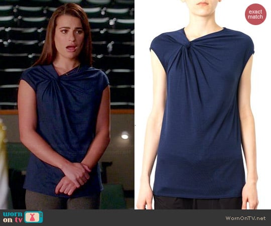 Helmut Lang Twist Front Jersey Top worn by Rachel Berry (Lea Michele) on Glee