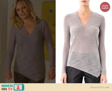 Helmut Lang V-Neck Slub Sweater worn by Malin Akerman on Trophy Wife