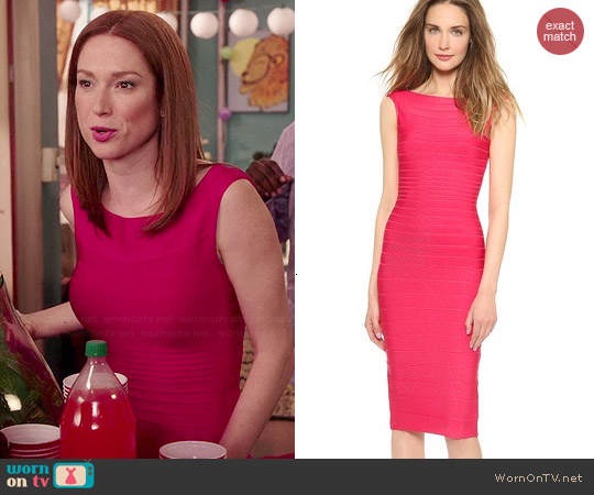 Herve Leger Ardell Dress in Pink worn by Kimmy Schmidt (Ellie Kemper) on Unbreakable Kimmy Schmidt