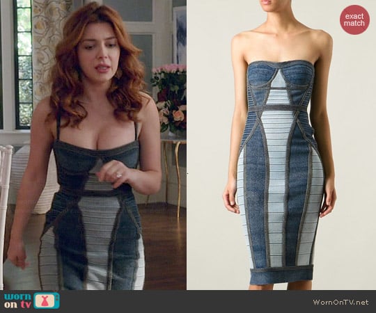 Herve Leger Panelled Bandage Dress worn by Elena Satine on Revenge