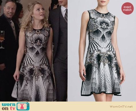 Herve Leger Beaded Printed Bandage Dress worn by AnnaSophia Robb on The Carrie Diaries