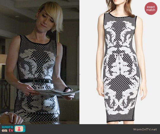 Herve Leger Baroque Printed Jacquard Knit Dress worn by