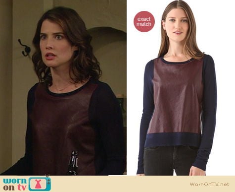 How I Met Your Mother Fashion: Elizabeth and James high low leather sweater worn by Cobie Smulders