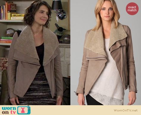 HIMYM Fashion: Helmut Lang Leather and Shearling jacket worn by Cobie Smulders