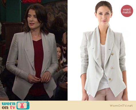 How I Met Your Mother Fashion: Helmut Lang Plexus Shawl jacket worn by Cobie Smulders