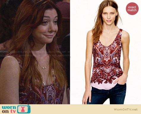 Fashion of HIMYM: J. Crew Cate Cami in Iced Lilac Paisley worn by Allyson Hannigan