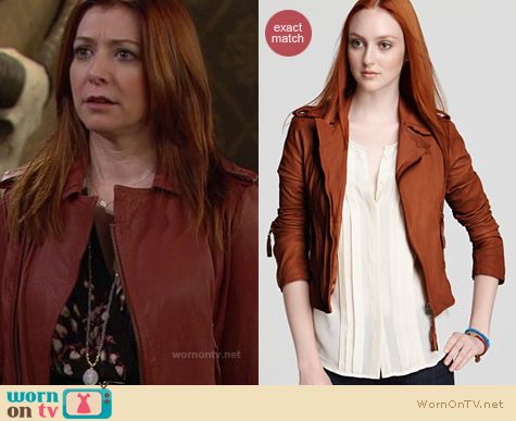 How I Met Your Mother Fashion: Joie Ailey leather jacket from Bloomingdales worn by Alyson Hannigan