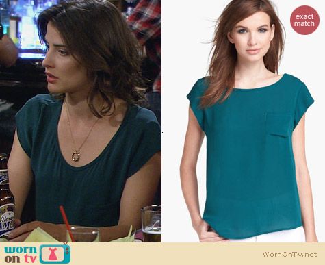 Fashion of HIMYM: Joie Rancher Blouse in Green worn by Cobie Smulders