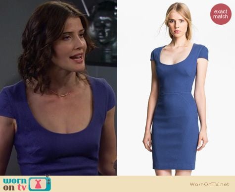 HIMYM Fashion: L'Agence Cape sleeve sheath dress worn by Cobie Smulders