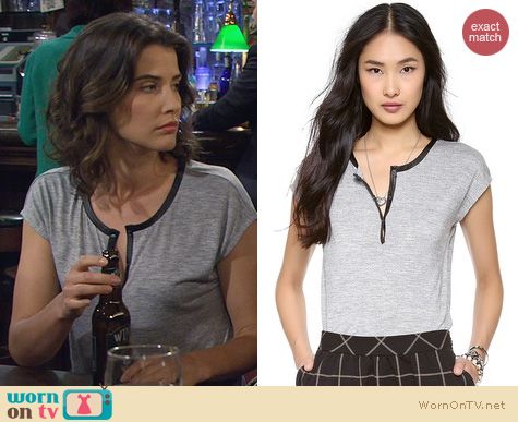 HIMYM Fashion: Madewell Leather Trimmed Henley Tee worn by Cobie Smulders