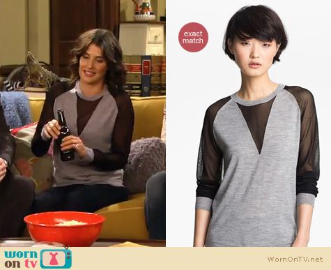 How I Met Your Mother Fashion: 3.1 Phillip Lim mesh sheer sleeve insert sweater worn by Cobie Smulders