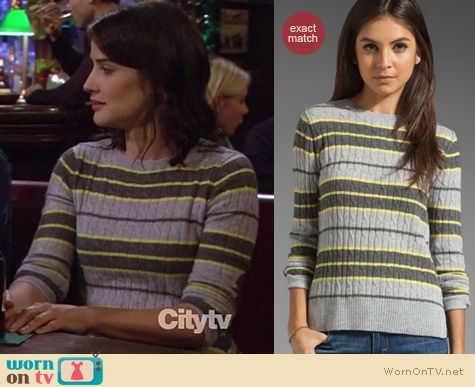 Robin Scherbatsky Fashion: Autumn Cashmere stripe sweater worn by Cobie Smulders