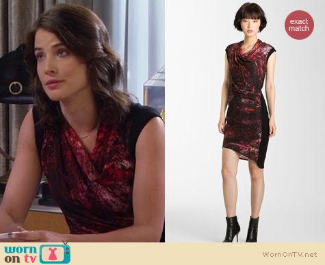 How I Met Your Mother Fashion: Helmut Lang Midnight floral dress worn by Cobie Smulders