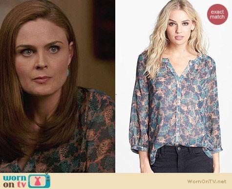 Hinge Floral print peasant top worn by Emily Deschanel on Bones