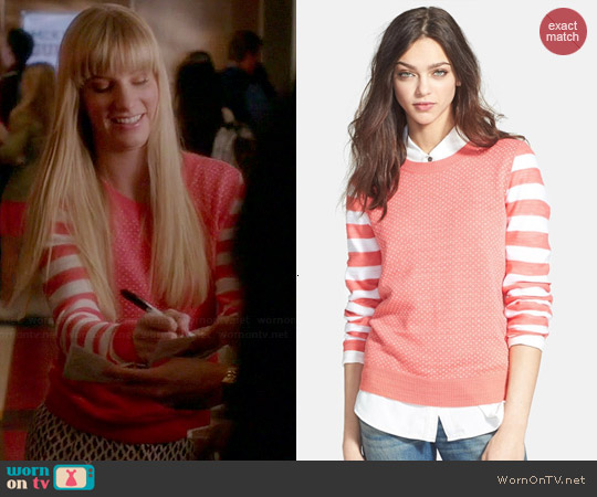 Hinge Mixed Pattern Knit Sweater worn by Heather Morris on Glee