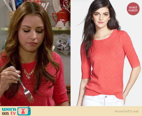 Hinge Polka Dot Half Sleeve Sweater worn by Aimee Carrero on Young & Hungry