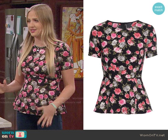 H&M Black Floral Peplum Top worn by Marisa (Veronica Dunne) on KC Undercover