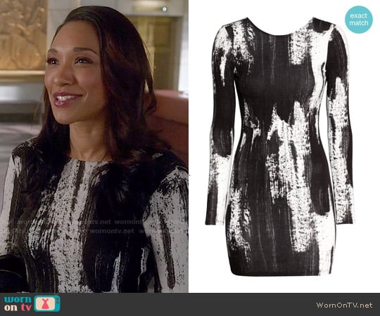 H&M Black and White Patterned Dress worn by Iris West (Candice Patton) on The Flash