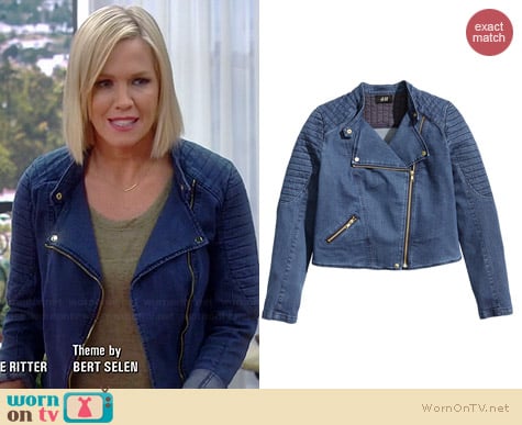 H&M Denim Moto Jacket worn by Jennie Garth on Mystery Girls