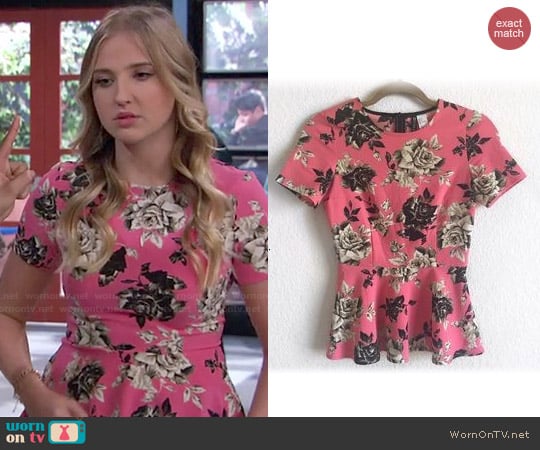 H&M Divided Pink Floral Peplum Top worn by Marisa (Veronica Dunne) on KC Undercover