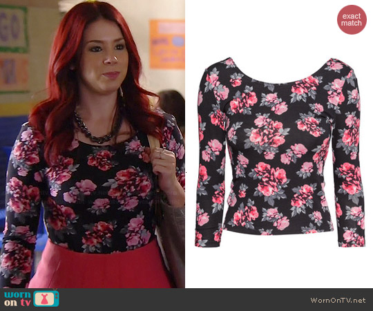 H&M Floral Jersey Top worn by Jillian Rose Reed on Awkward