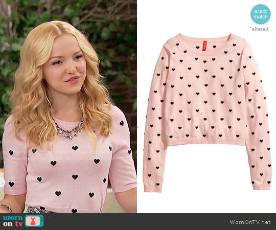 H&M Heart Print Fine Knit Sweater worn by Liv Rooney (Dove Cameron) on Liv and Maddie