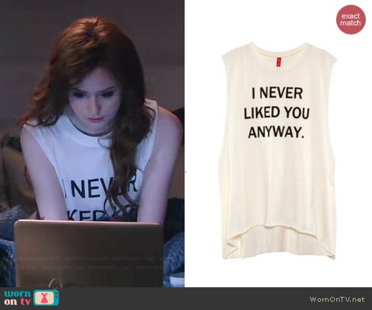 H&M I Never Liked You Anyways Top worn by Karen Gillan on Selfie