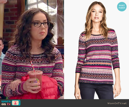 H&M Jacquard Knit Sweater in Dark Pink worn by Delia Delfano (Sarah Gilman) on I Didnt Do It