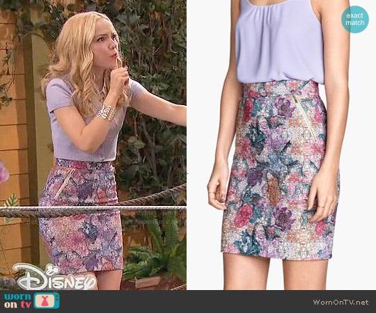 H&M Pencil Skirt in White/Patterned worn by Liv Rooney (Dove Cameron) on Liv and Maddie