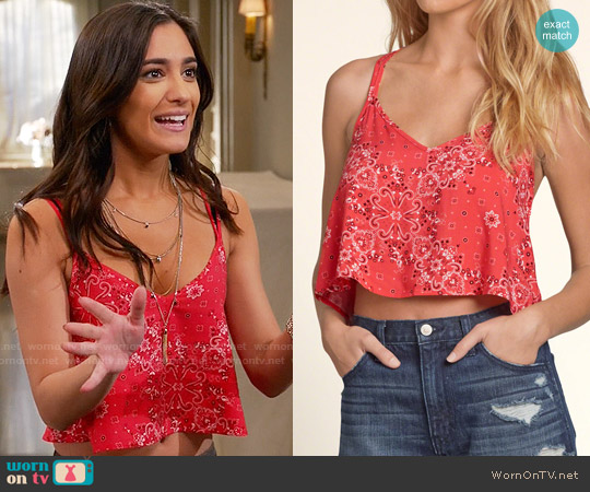 Hollister Patterned Strappy Crop Cami worn by Daniela Mercado (Sol Rodríguez) on Devious Maids