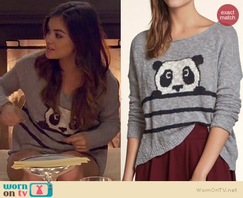 Hollister Oceanside Intarsia Panda Sweater worn by Lucy Hale on PLL