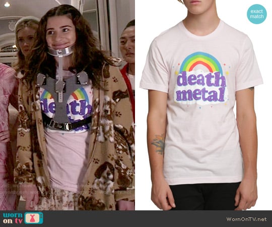 Hot Topic Death Metal Rainbow T-shirt worn by Hester Ulrich (Lea Michele) on Scream Queens