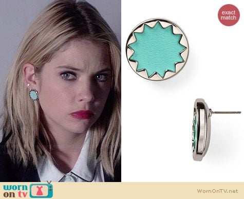 House of Harlow Sunburst Button Earrings in Robin's Egg / Silver worn by Ashley Benson on PLL