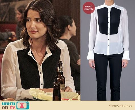 How I Met Your Mother Fashion: Elizabeth and James colorblock shirt worn by Cobie Smulders