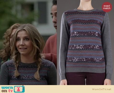 How to Live Fashion: Gryphon Sequin Fair Isle sweater worn by Sarah Chalke