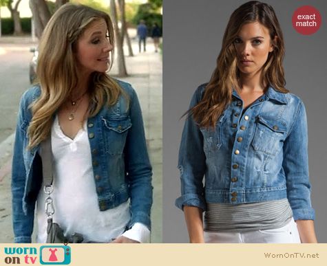 HTLWYP Fashion: Current/Elliot denim snap jacket worn by Sarah Chalke