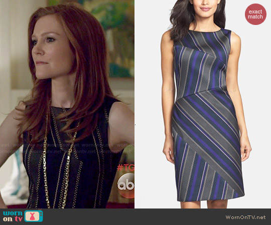 Hugo Boss 'Delmira' Stripe Front Sheath Dress worn by Abby Whelan (Darby Stanchfield) on Scandal