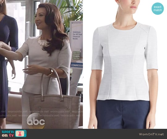 Hugo Boss Iplia Peplum Top worn by Melinda May (Ming-Na Wen) on Agents of SHIELD