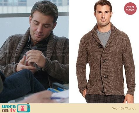 Hugo Boss Miron Cardigan worn by James Wolk on The Crazy Ones