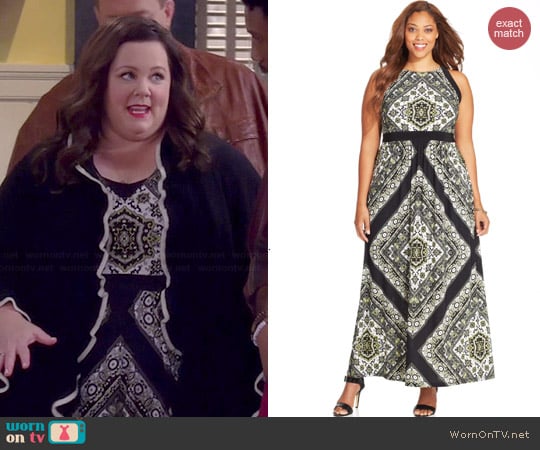 INC International Concepts Printed Halter Maxi Dress worn by Melissa McCarthy on Mike & Molly