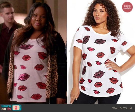 INC International Concepts Sequin Lips Top worn by Amber Riley on Glee