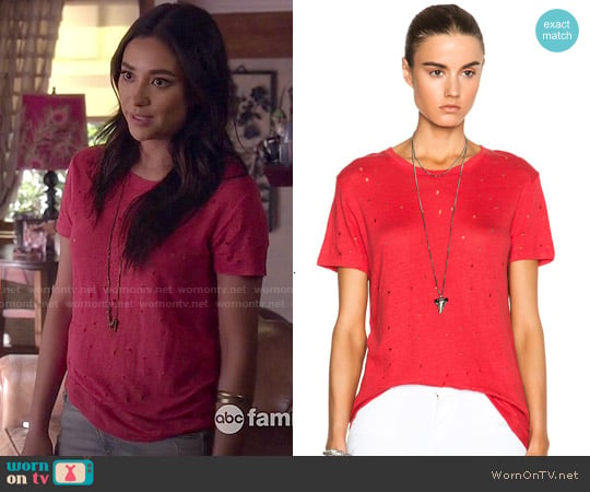 IRO Clay Linen Tee worn by Emily Fields (Shay Mitchell) on Pretty Little Liars