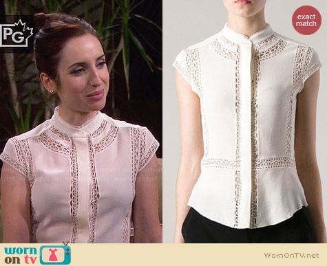 IRO Iana top in ivory worn by Zoe Lister Jones on FWBL