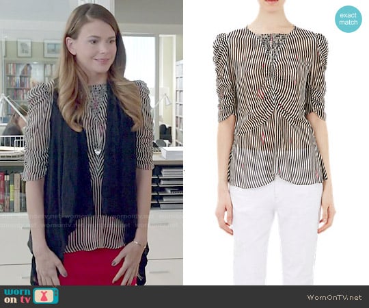 Etoile Isabel Marant Ruched Caja Peplum Blouse worn by Liza Miller (Sutton Foster) on Younger